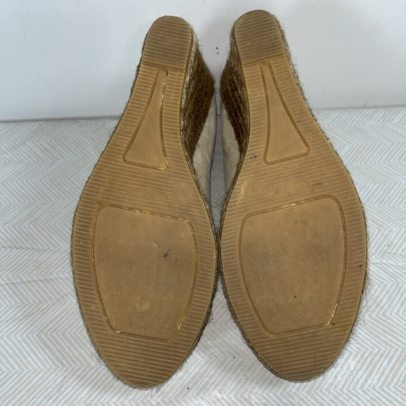 Viscata Barcelona V Cut Espadrille Sz 39 Wedge Tan/Cream Slip On Pointed Toe Y2K - Picture 10 of 14